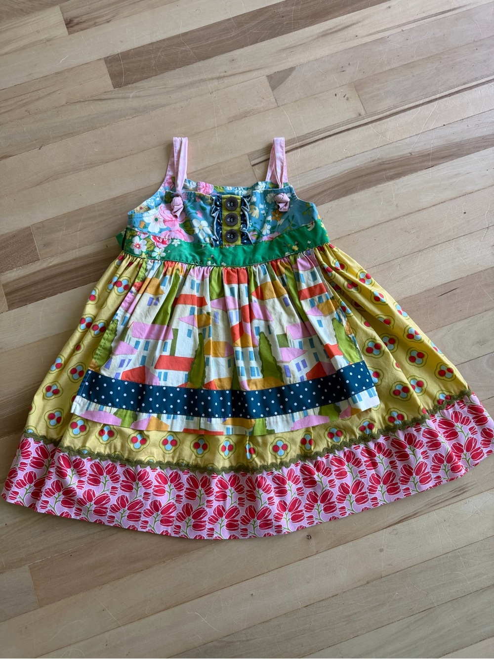 Matilda Jane Pink, Yellow, Green & Blue Patchwork Sundress